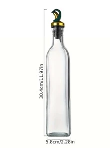 1pc Transparent Glass Oil Bottle With Automatic Opening & Closing Spout, Anti-Leak Kitchen Soy Sauce Vinegar Bottle, Seasoning Container - Clear - View 3