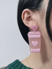 Bông tai hình đồ uống - Hồng - Xem 2