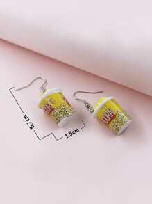 Pendientes colgantes vintage divertidos de palomitas de maíz de imitación de plástico - Amarillo - Ver 4