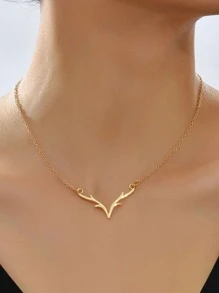Antlers Pendant Necklace - Yellow Gold - View 1