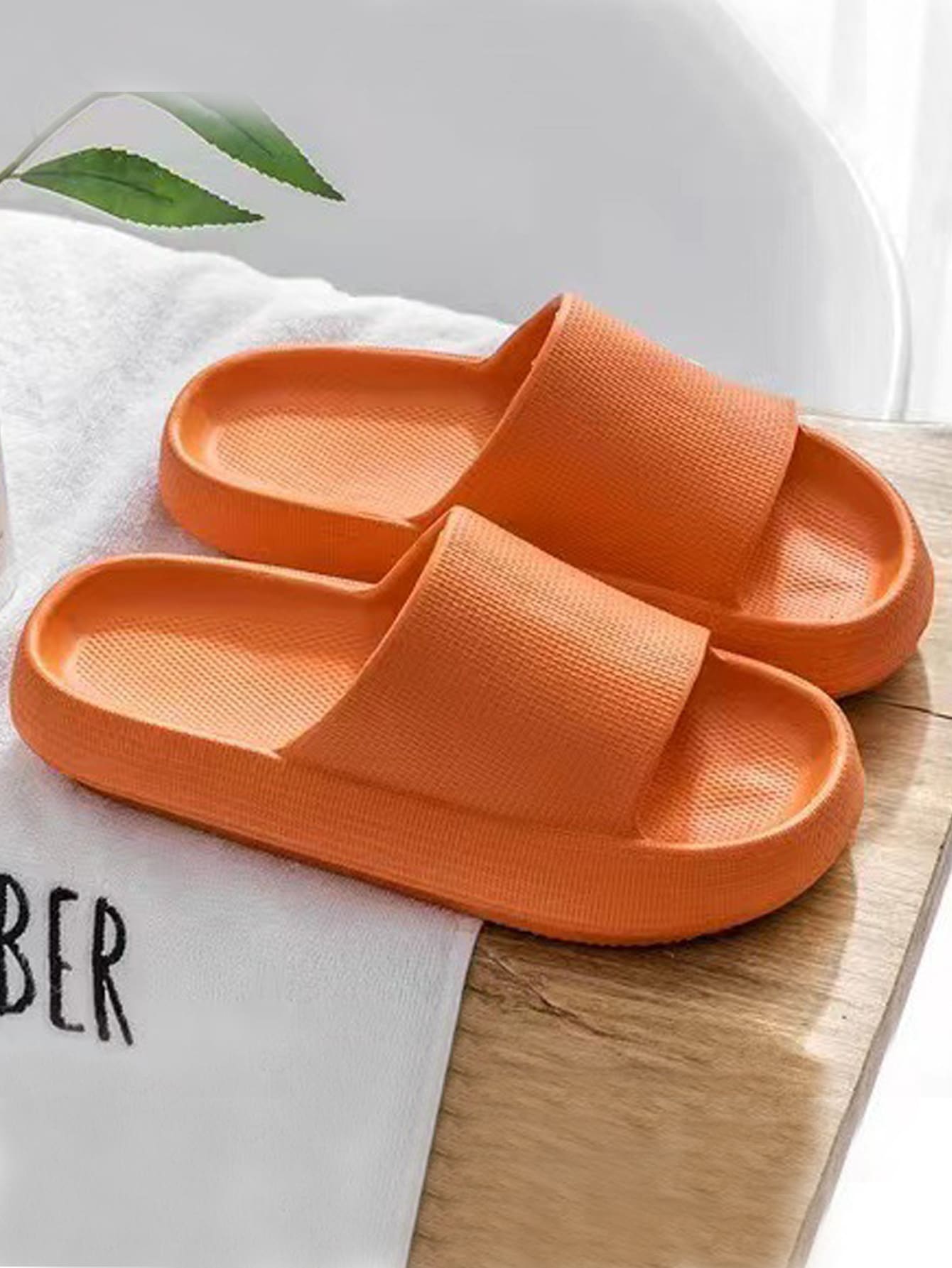 女士單帶前衛霓虹橙拖鞋適用於 - 橘色 - 查看 1