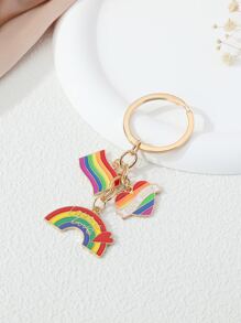 1个LGBT女性彩虹爱心吊坠时尚钥匙扣，适合日常生活、情人节、汽车装饰、包包挂饰、校园可爱哥特风Y2K万圣节配饰、教师节包包挂绳（带证件夹）、汽车装饰、包包挂饰、圣诞礼物、汽车装饰、朋友姐妹礼物创意 - 彩色 - 查看 2