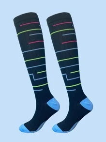 1pair Sports Compression Fitness Over The Calf Socks - Multicolor - View 1