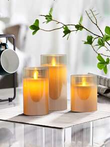 1 pieza Vela sin llama LED de poliresina, vela sin llama electrónica moderna para vacaciones, bodas - Amarillo - Ver 6