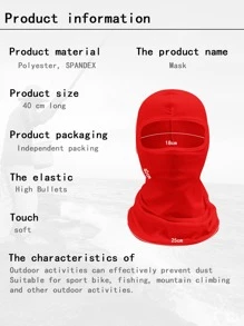 1pc Solid Sun-Protection Outdoor Balaclava Cap,Suitable For Cycling And Riding Motorcycle - Red - View 4