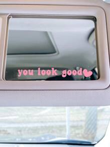 1pc Heart & Slogan Graphic Car Sticker - Baby Pink - View 2