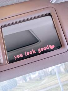 1pc Heart & Slogan Graphic Car Sticker - Baby Pink - View 3
