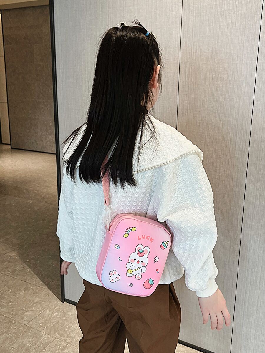 Túi đeo chéo trẻ em Đề can Thú vật Có thể điều chỉnh được - Hồng - Xem 1