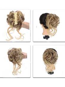 Claw Clip Curly Synthetic Hair Updo - Multicolor - View 4