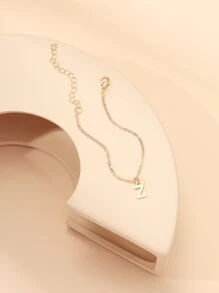 1入組時尚字母墜飾手環適用於女士日常裝飾 - 金黃色 - 查看 4