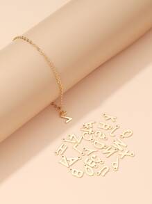 1入組時尚字母墜飾手環適用於女士日常裝飾 - 金黃色 - 查看 6