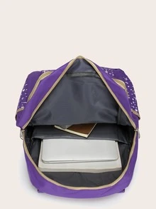 3pcs/set School Bag For Girls Backpack School Bag Star Printing Backpack Schoolbag Travel Bag Ruck - Purple - View 3