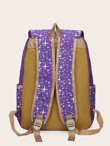 3pcs/set School Bag For Girls Backpack School Bag Star Printing Backpack Schoolbag Travel Bag Ruck - Purple - View 6