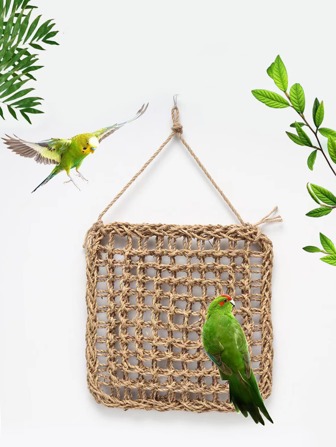 鹦鹉玩具网状咀嚼吊坠梯子，虎纹牡丹红鹳装饰品，适合中型到大型鸟类（网格行和列数量随机）