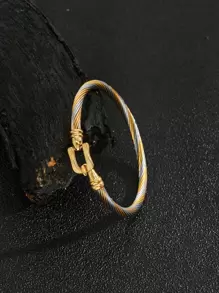 1入組時尚不銹鋼雙色手鐲適合女士適用於禮品適合派對宴會婚禮 - 銀色 - 查看 2