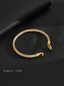 1入組時尚不銹鋼雙色手鐲適合女士適用於禮品適合派對宴會婚禮 - 銀色 - 查看 3