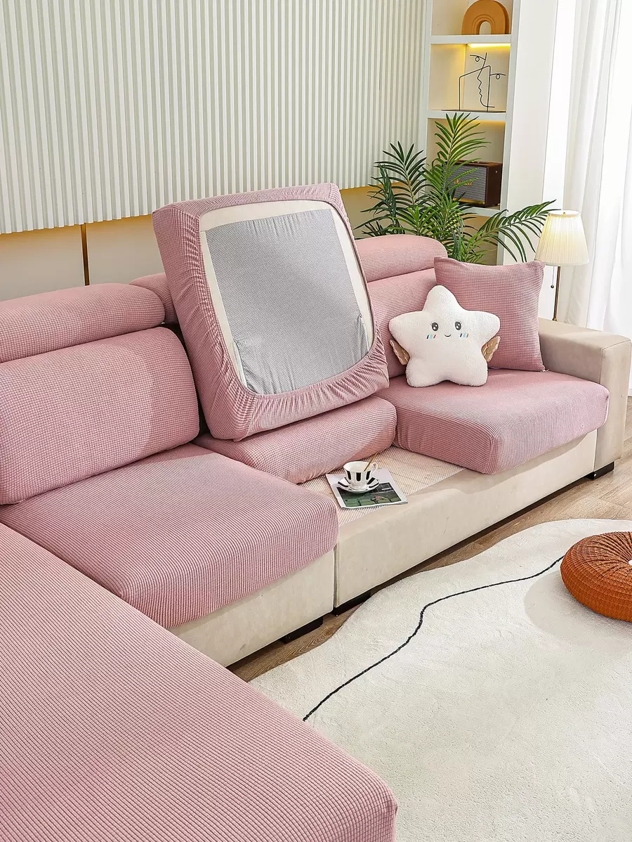 1 PC Màu Hồng Chắc Chắn Dạ Nỉ Ghế Sofa Mà Không Làm Đầy, Polyester Nhà Ném Gối - Hồng - Xem 1