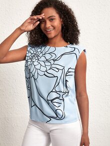 Lilee Designer Figur & Blumenprint Schulterpads Oberteil