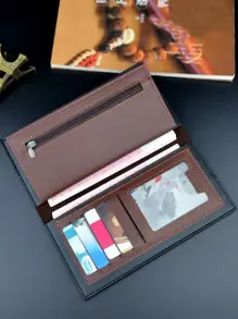 1 Pieza Billetera Delgada Multicolor Con Múltiples Ranuras Para Tarjetas