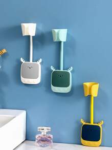1pc Punch Free Wall Mounted Hair Dryer Rack, Simple Plastic Hair Dryer Holder For Bathroom - Green - View 4