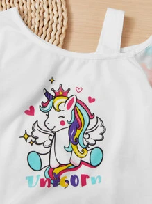 SHEIN Bộ thời trang bé gái Bất đối xứng Hoạt hình Cà vạt nhuộm Giải trí - Nhiều màu - Xem 4