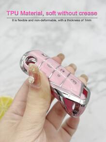1set Rhinestone Decor Bear Keychain & Car Key Case Compatible With Volkswagen, Key Fob Cover - Pink - View 6