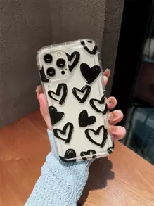 Funda para móvil con patrón de corazón anticaída - Negro - Ver 1