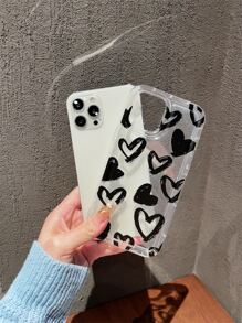 Funda para móvil con patrón de corazón anticaída - Negro - Ver 2