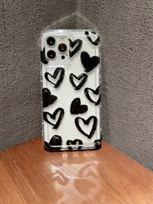 Funda para móvil con patrón de corazón anticaída - Negro - Ver 3