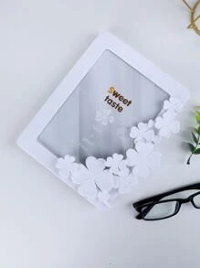 1pc Plastic Photo Frame Without Inner Paper, White Four Leaf Clover Decor Picture Frame For Home - White - View 4