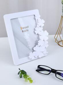 1pc Plastic Photo Frame Without Inner Paper, White Four Leaf Clover Decor Picture Frame For Home - White - View 5