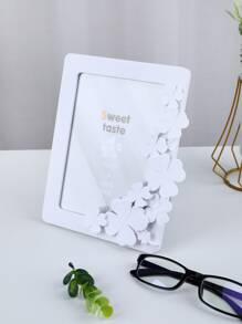 1pc Plastic Photo Frame Without Inner Paper, White Four Leaf Clover Decor Picture Frame For Home - White - View 6