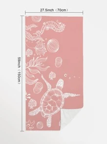 1pc Sea Turtle Pattern Beach Towel, Fabric Rectangle Travel Beach Towel For Swimming, Diving, Summer - Multicolor - View 3