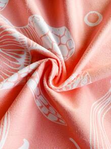 1pc Sea Turtle Pattern Beach Towel, Fabric Rectangle Travel Beach Towel For Swimming, Diving, Summer - Multicolor - View 4