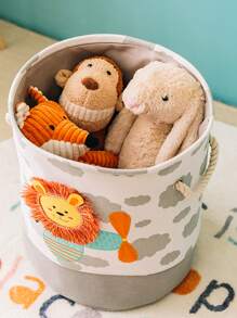 1 Vải Giỏ Đựng Đồ Hoạt Hình Sư Tử Trang Trí Mây In Đồ Chơi Giỏ Đựng Đồ Cho Gia Đình - Xám - Xem 3