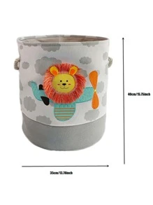 1 Vải Giỏ Đựng Đồ Hoạt Hình Sư Tử Trang Trí Mây In Đồ Chơi Giỏ Đựng Đồ Cho Gia Đình - Xám - Xem 5