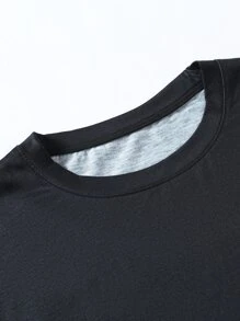 Manfinity Homme Men Letter Graphic Ombre Tee & Drawstring Waist Shorts - Black and White - View 3