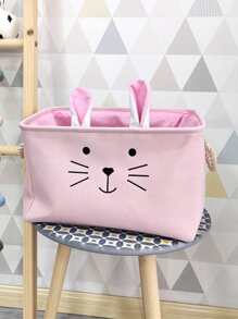 1pc Cartoon Rabbit Shaped Laundry Basket, Cute Dirty Clothes Organizer Basket For Home - Pink - View 1