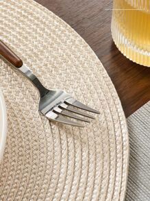 1 pièce Natte de table ronde tressée de 15 pouces en PP, lavable, antidérapante et résistante à la chaleur, convient pour la maison, l'extérieur, les fêtes, les cadeaux