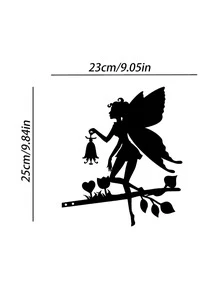 1pc Iron Garden Ornament, Creative Spirit Design Statue For Garden - Black - View 4