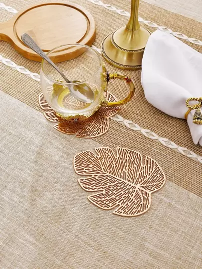 6pcs Minimalist PVC Monstera Leaf Coasters, Washable, Easy To Clean, Wipe-Able, Non-Slip, Heat-Resistant, Dining Table Mats, Elegant Placemats, PVC Placemats, Tabletop Setting, Kitchen Dining Mats, Holiday Wedding Decor