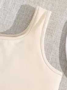 SHEIN 少女實色背心和字母圖案短褲 - 彩色 - 查看 5