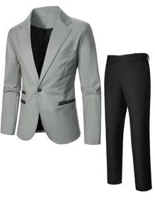 Calvornis Hombres 1 pieza con botón Blazer & 1 pieza Pantalones de traje - Multicolor - Ver 1