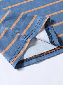 Manfinity Homme Men Striped Contrast Binding Tank Top - Dusty Blue - View 6