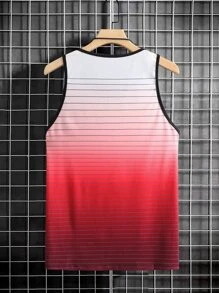 Manfinity Homme 男士漸層條紋圖案撞色滾邊背心上衣 - 紅白色 - 查看 2