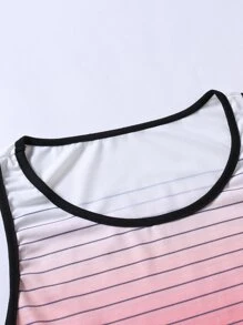 Manfinity Homme 男士漸層條紋圖案撞色滾邊背心上衣 - 紅白色 - 查看 4