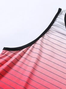 Manfinity Homme 男士漸層條紋圖案撞色滾邊背心上衣 - 紅白色 - 查看 5