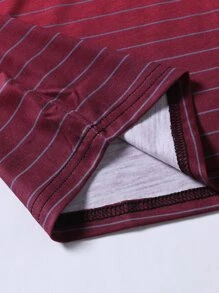 Manfinity Homme 男士漸層條紋圖案撞色滾邊背心上衣 - 紅白色 - 查看 6