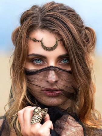 Boho 1pc Women Hollow Out Moon Decor Bohemia Style Hair Band Witch Halloween