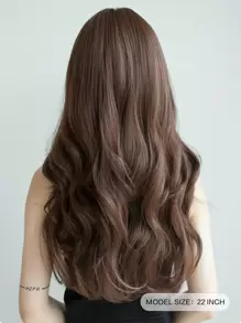 Long Body Wave Synthetic Wig With Bangs - Dark Brown - View 2